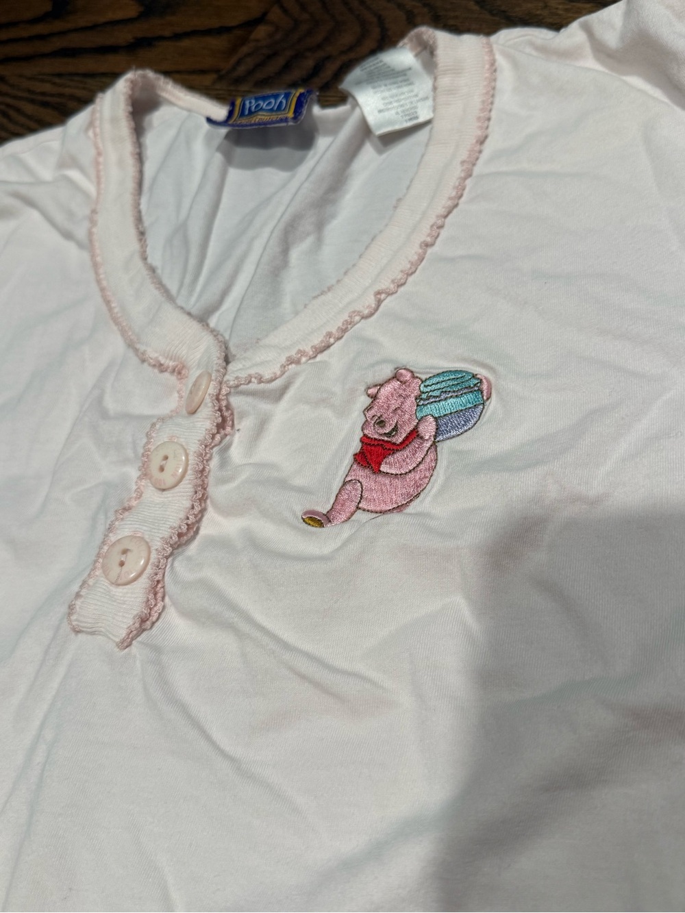 Disney Pooh Light Pink Short-Sleeve Pajama Set with Ruffles and Embroidery M - Picture 5 of 5